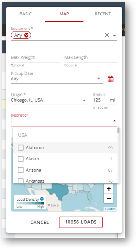 New Load Search: Multi State Origin